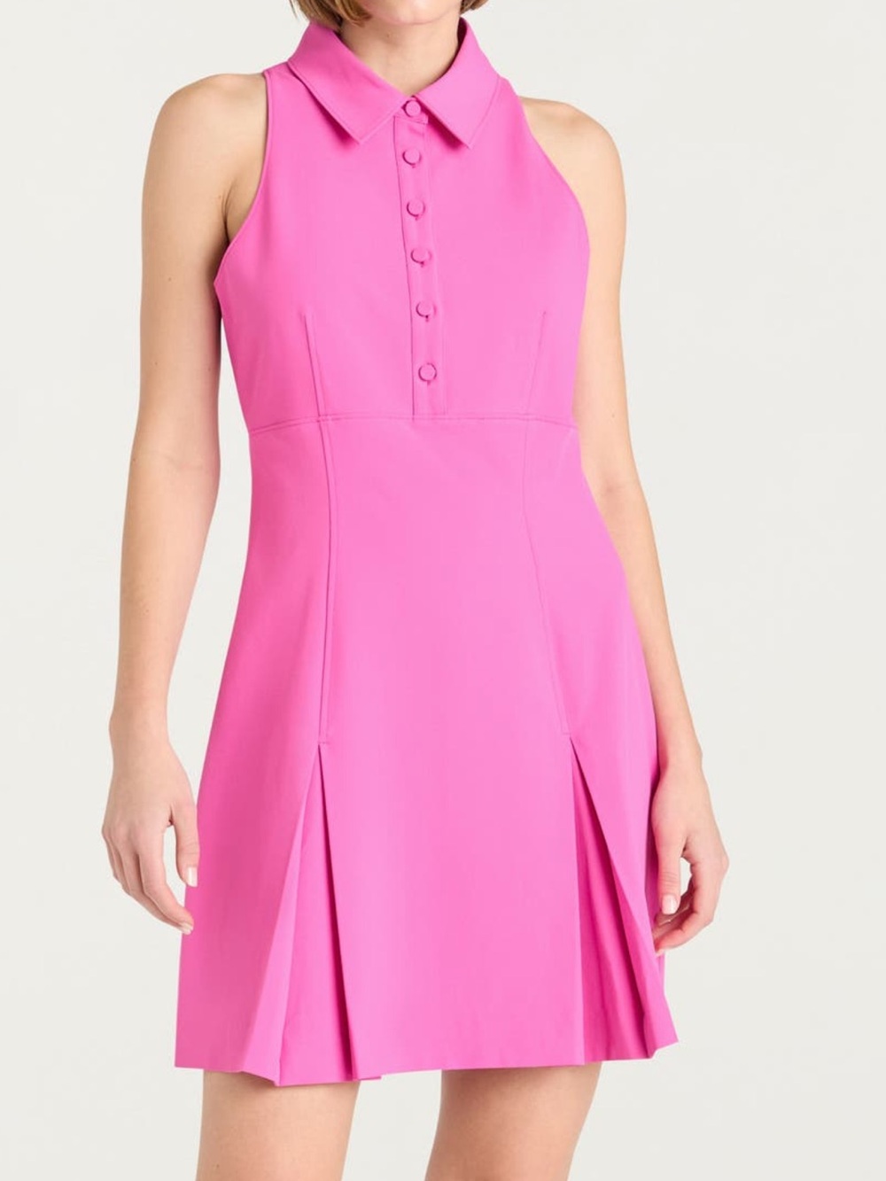 cinq a sept Hot Pink Sleeveless Collared Mini Dress